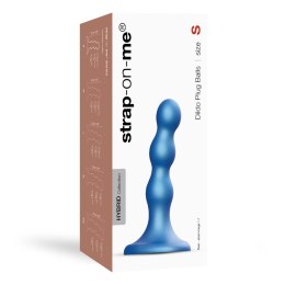 Strap-On-Me Balls Plug Metallic Blue S - silikonowy, przyssawka, 12,5 cm