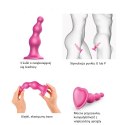Strap-On-Me Beads Metallic Raspberry Pink S - silikonowy model kulkowy 12,8 cm