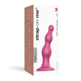 Strap-On-Me Beads Plug Metallic Raspberry Pink M silikonowy 13,8 cm