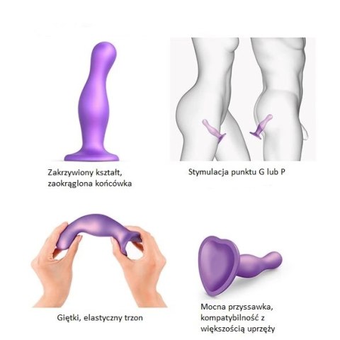 Strap-On-Me Curvy Metallic Purple S - model anatomiczny z mocną przyssawką, 12,5 cm Strap-On-Me Curvy Metallic Purple S - model anatomiczny z mocną przyssawką, 12,5 cm
