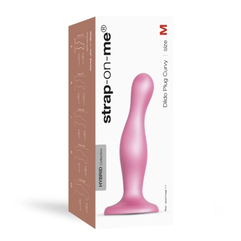 Strap-On-Me Curvy Metallic Sugar Pink M - anatomiczny model silikonowy 14 cm Strap-On-Me Curvy Metallic Sugar Pink M - anatomiczny model silikonowy 14 cm