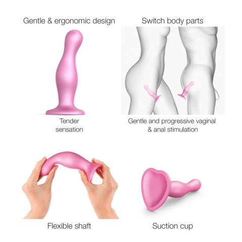 Strap-On-Me Curvy Plug Metallic Sugar Pink L silikonowy 15 cm Strap-On-Me Curvy Plug Metallic Sugar Pink L silikonowy 15 cm