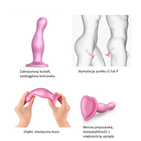 Strap-On-Me Curvy Plug S Metallic Sugar Pink silikonowy model z przyssawką Strap-On-Me Curvy Plug S Metallic Sugar Pink silikonowy model z przyssawką