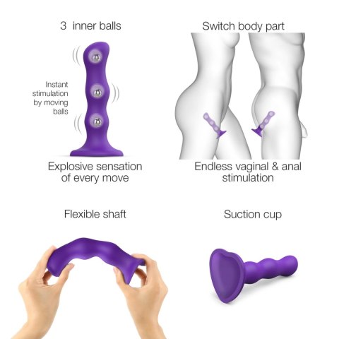 Strap-On-Me Geisha Ball Fioletowy M - System z Kulami, Silikonowy, 15,3 cm Strap-On-Me Geisha Ball Fioletowy M - System z Kulami, Silikonowy, 15,3 cm