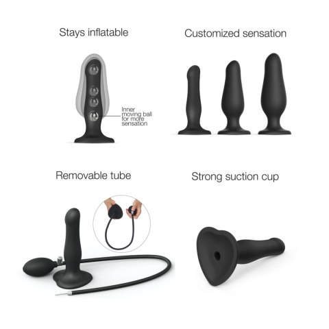 Strap-On-Me Inflatable Black - Regulowany model z kulą rotacyjną 19 cm Strap-On-Me Inflatable Black - Regulowany model z kulą rotacyjną 19 cm