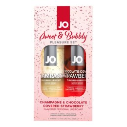 System JO Sweet & Bubbly Set lubrykanty roślinne 2x60 ml szampan truskawka-czekolada