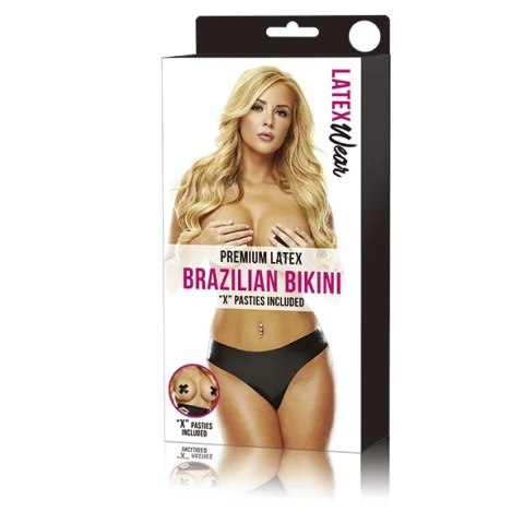 Latexwear Premium Bikini Brazilian Black S/M - lateksowe majtki + nakładki Latexwear Premium Bikini Brazilian Black S/M - lateksowe majtki + nakładki