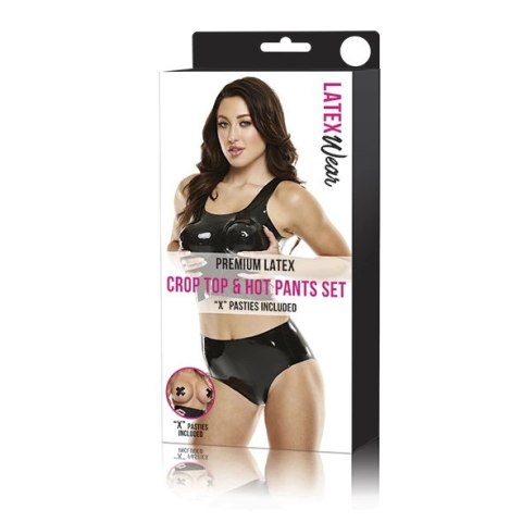 Latexwear Premium Croptop & Hot Pants Black M/L - Zestaw Lateksowy Latexwear Premium Croptop & Hot Pants Black M/L - Zestaw Lateksowy