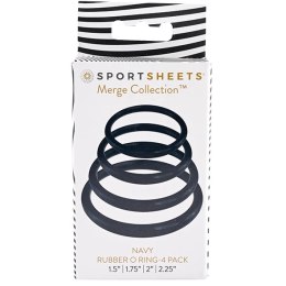 Sportsheets Navy O-Ring 4 Pack - Zestaw gumowych pierścieni niebieskich