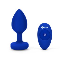 B-Vibe Vibrating Jewel Plug L/XL Navy - bezprzewodowy system wibracyjny, silikon