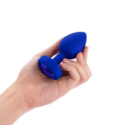 B-Vibe Vibrating Jewel Plug L/XL Navy - bezprzewodowy system wibracyjny, silikon B-Vibe Vibrating Jewel Plug L/XL Navy - bezprzewodowy system wibracyjny, silikon