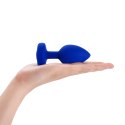 B-Vibe Vibrating Jewel Plug L/XL Navy - bezprzewodowy system wibracyjny, silikon