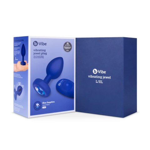B-Vibe Vibrating Jewel Plug L/XL Navy - bezprzewodowy system wibracyjny, silikon B-Vibe Vibrating Jewel Plug L/XL Navy - bezprzewodowy system wibracyjny, silikon