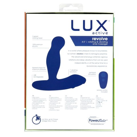 Lux Active Revolve - zaawansowany masażer obrotowy z pilotem, silikonowy Lux Active Revolve - zaawansowany masażer obrotowy z pilotem, silikonowy