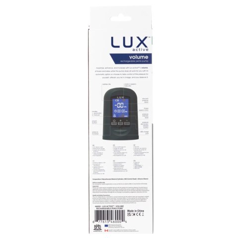 Lux Active Volume - cyfrowa pompa powiększająca z panelem LED, USB Lux Active Volume - cyfrowa pompa powiększająca z panelem LED, USB