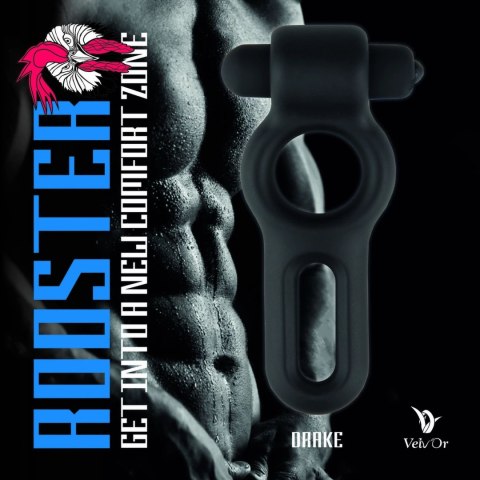 Rooster Drake silikonowy pierścień podwojny z funkcją wibracji czarny Rooster Drake silikonowy pierścień podwojny z funkcją wibracji czarny