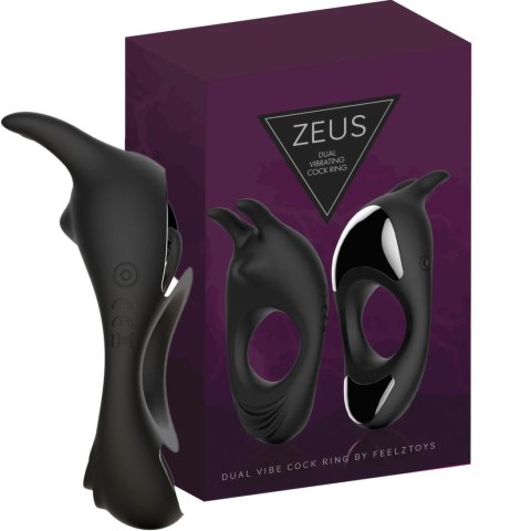 FeelzToys Zeus Black - Pierścień wibrujący z podwojnym napędem, czarny FeelzToys Zeus Black - Pierścień wibrujący z podwojnym napędem, czarny