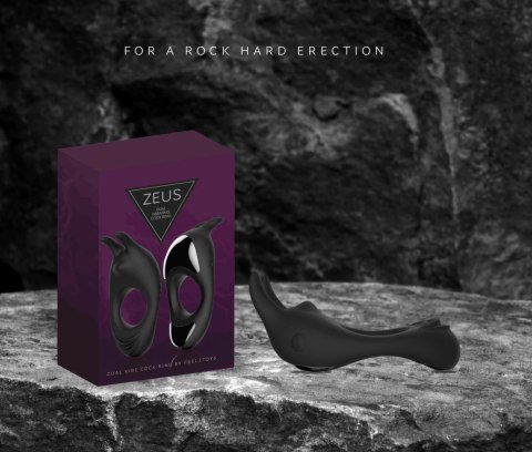 FeelzToys Zeus Black - Pierścień wibrujący z podwojnym napędem, czarny FeelzToys Zeus Black - Pierścień wibrujący z podwojnym napędem, czarny