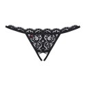 Obsessive 831 Stringi z otwartą strefą koronkowe czarne S/M