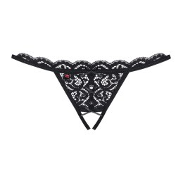 Obsessive 831 Stringi z otwartą strefą koronkowe czarne S/M