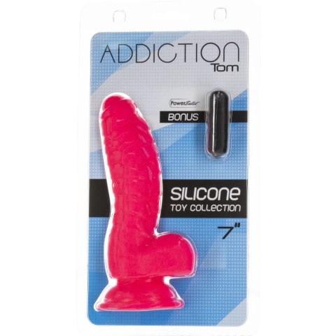 Addiction Tom Dong 18 cm Hot Pink silikonowy model z prążkowaną powierzchnią Addiction Tom Dong 18 cm Hot Pink silikonowy model z prążkowaną powierzchnią