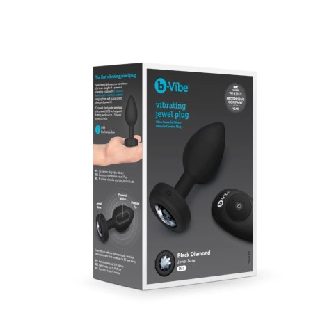 B-Vibe Vibrating Jewel Plug M/L Black Diamond - model z pilotem, 15 trybow B-Vibe Vibrating Jewel Plug M/L Black Diamond - model z pilotem, 15 trybow