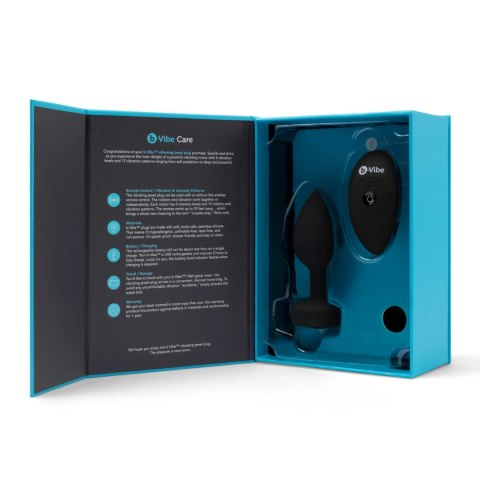 B-Vibe Vibrating Jewel Plug M/L Black Diamond - model z pilotem, 15 trybow B-Vibe Vibrating Jewel Plug M/L Black Diamond - model z pilotem, 15 trybow