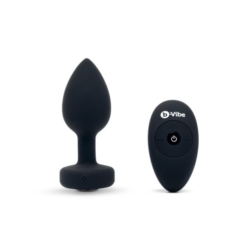 B-Vibe Vibrating Jewel Plug M/L Black Diamond - model z pilotem, 15 trybow B-Vibe Vibrating Jewel Plug M/L Black Diamond - model z pilotem, 15 trybow