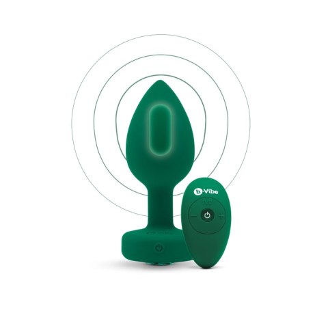 B-Vibe Vibrating Jewel Plug M/L Emerald - wibrujący korek z pilotem B-Vibe Vibrating Jewel Plug M/L Emerald - wibrujący korek z pilotem
