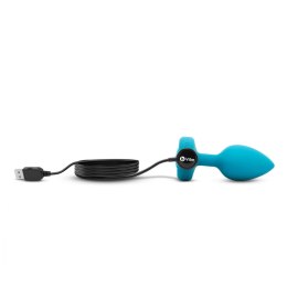 B-Vibe Vibrating Jewel Plug S/M Aquamarine - silikonowy, pilot, 15 trybow