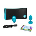 B-Vibe Vibrating Jewel Plug S/M Aquamarine - silikonowy, pilot, 15 trybow