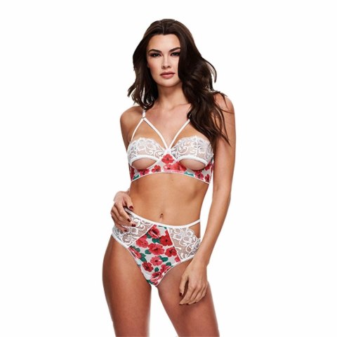 Baci Komplet White Floral & Lace Bra Set S/M - biała koronka i kwiaty Baci Komplet White Floral & Lace Bra Set S/M - biała koronka i kwiaty