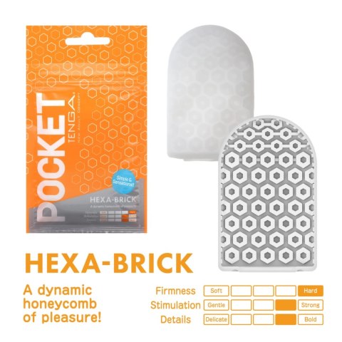 Tenga Pocket Stroker Hexa-Brick - kompaktowa maszyna intymna, struktura plastra miodu Tenga Pocket Stroker Hexa-Brick - kompaktowa maszyna intymna, struktura plastra miodu