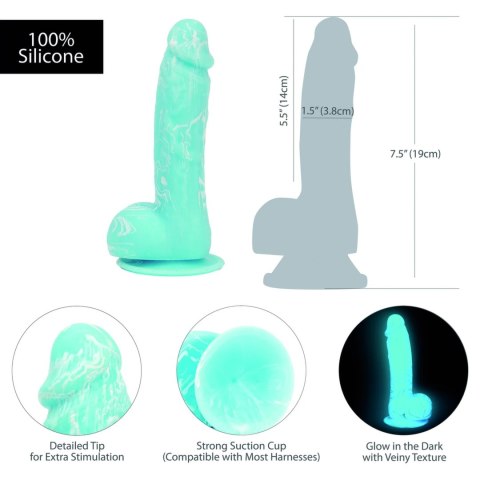 Addiction Luke Glow in the Dark Blue 19 cm - Model silikonowy z przyssawką Addiction Luke Glow in the Dark Blue 19 cm - Model silikonowy z przyssawką