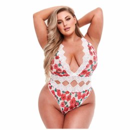 Baci Body White Floral & Lace Teddy Queen Koronkowe Kwiatowe Plus Size