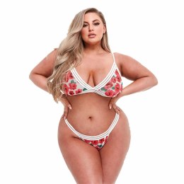 Baci Queen Size White Floral & Lace - Zestaw bielizny z otwartym tyłem