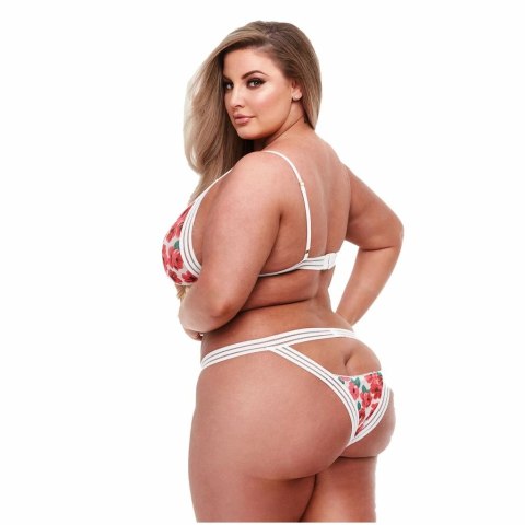 Baci Queen Size White Floral & Lace - Zestaw bielizny z otwartym tyłem Baci Queen Size White Floral & Lace - Zestaw bielizny z otwartym tyłem