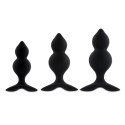 FeelzToys Bibi Twin Black komplet 3 anatomicznych zatyczek silikonowych