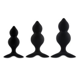 FeelzToys Bibi Twin Black komplet 3 anatomicznych zatyczek silikonowych