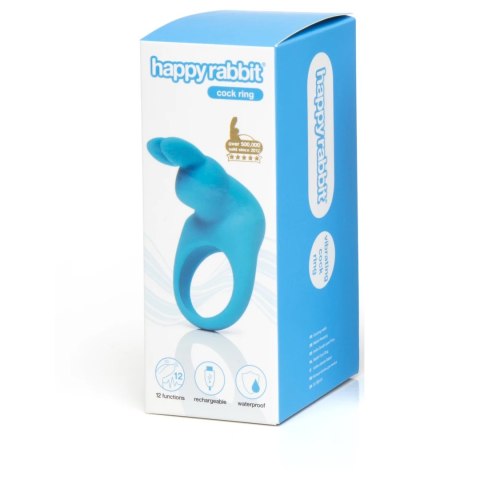 Happy Rabbit Blue - Wibrujący pierścień silikonowy, 12 trybow, USB Happy Rabbit Blue - Wibrujący pierścień silikonowy, 12 trybow, USB