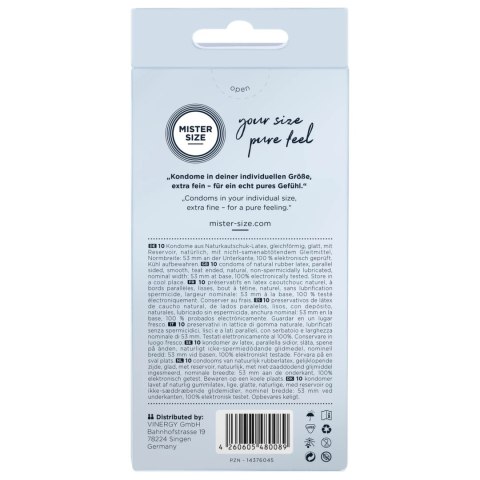 Mister Size Prezerwatywy 53 mm 10 szt. - Dopasowany Rozmiar, Bezpieczna Powierzchnia Mister Size Prezerwatywy 53 mm 10 szt. - Dopasowany Rozmiar, Bezpieczna Powierzchnia