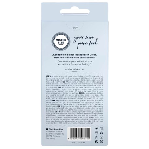 Mister Size Prezerwatywy 60 mm 10 szt. - Dopasowany rozmiar, komfort Mister Size Prezerwatywy 60 mm 10 szt. - Dopasowany rozmiar, komfort