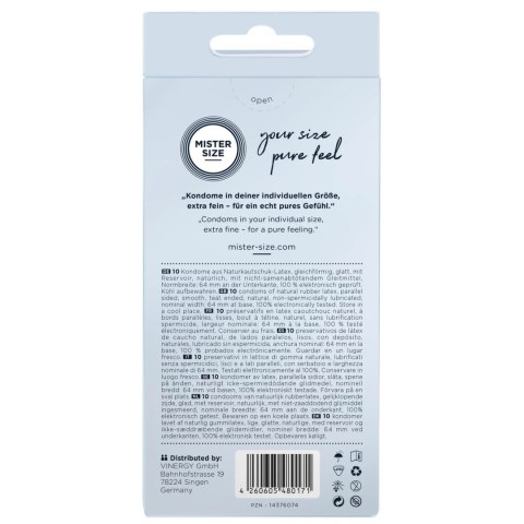 Mister Size Prezerwatywy 64 mm 10 szt. - Dopasowany rozmiar, komfort Mister Size Prezerwatywy 64 mm 10 szt. - Dopasowany rozmiar, komfort