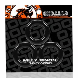 Oxballs Willy Rings 3-Pack Czarny - Wytrzymałe Elastyczne Pierścienie