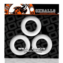 Oxballs Willy Rings 3-pack - Białe elastyczne pierścienie, rozmiar uniwersalny