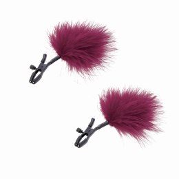 S&M Enchanted Feather regulowane klamry z piorkami burgund
