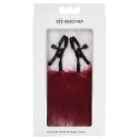 S&M Enchanted Feather regulowane klamry z piorkami burgund