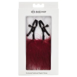S&M Enchanted Feather regulowane klamry z piorkami burgund