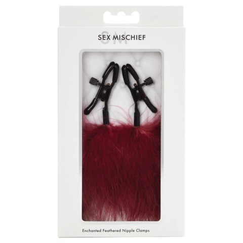 S&M Enchanted Feather regulowane klamry z piorkami burgund S&M Enchanted Feather regulowane klamry z piorkami burgund