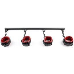 Sportsheets Saffron Spreader Bar & Cuff Set - drążek z kajdankami, czerwono-czarny, regulacja